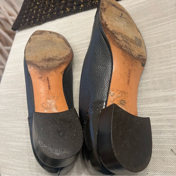 Salvatore Ferragamo Navy Cap Toe Leather Loafer Heels 9A - Picture 9 of 13